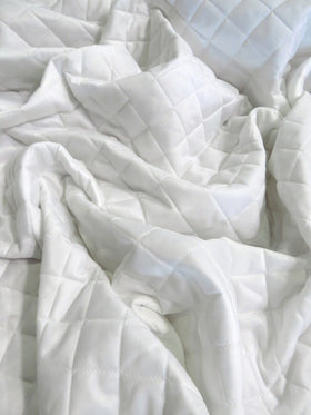 Quilted Polyester Batting Upholstery Fabric / White / Sold By The Yard (NEW LOT) - 0