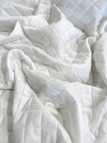 Quilted Polyester Batting Upholstery Fabric / White / Sold By The Yard (NEW LOT) - 0