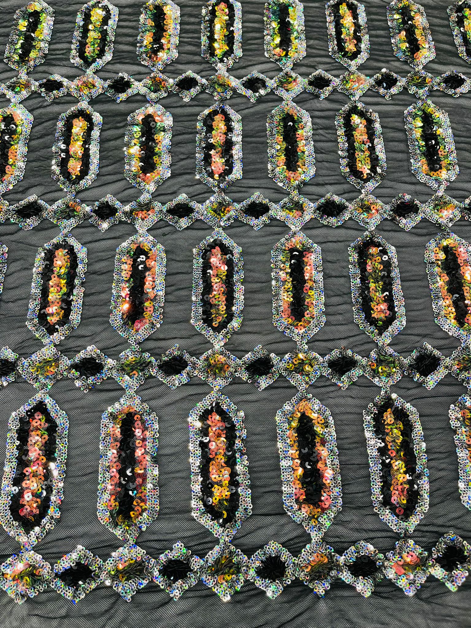 Jewel Iridescent Sequin Stretch Mesh Fabric / Sold by the Yard