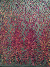 Phoenix Feather Sequin Stretch Mesh Fabric / Sold by the Yard