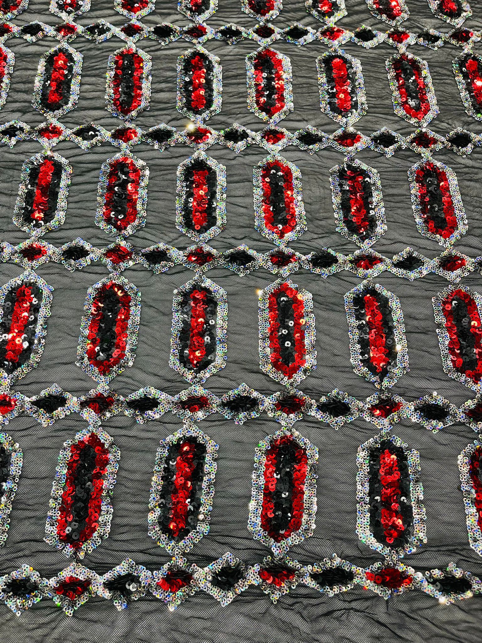 Jewel Iridescent Sequin Stretch Mesh Fabric / Sold by the Yard