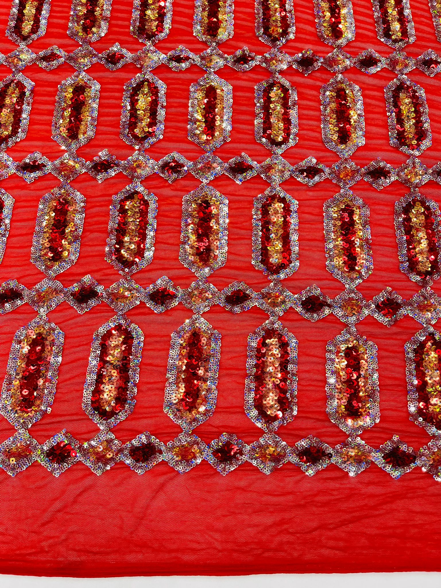 Jewel Iridescent Sequin Stretch Mesh Fabric / Sold by the Yard