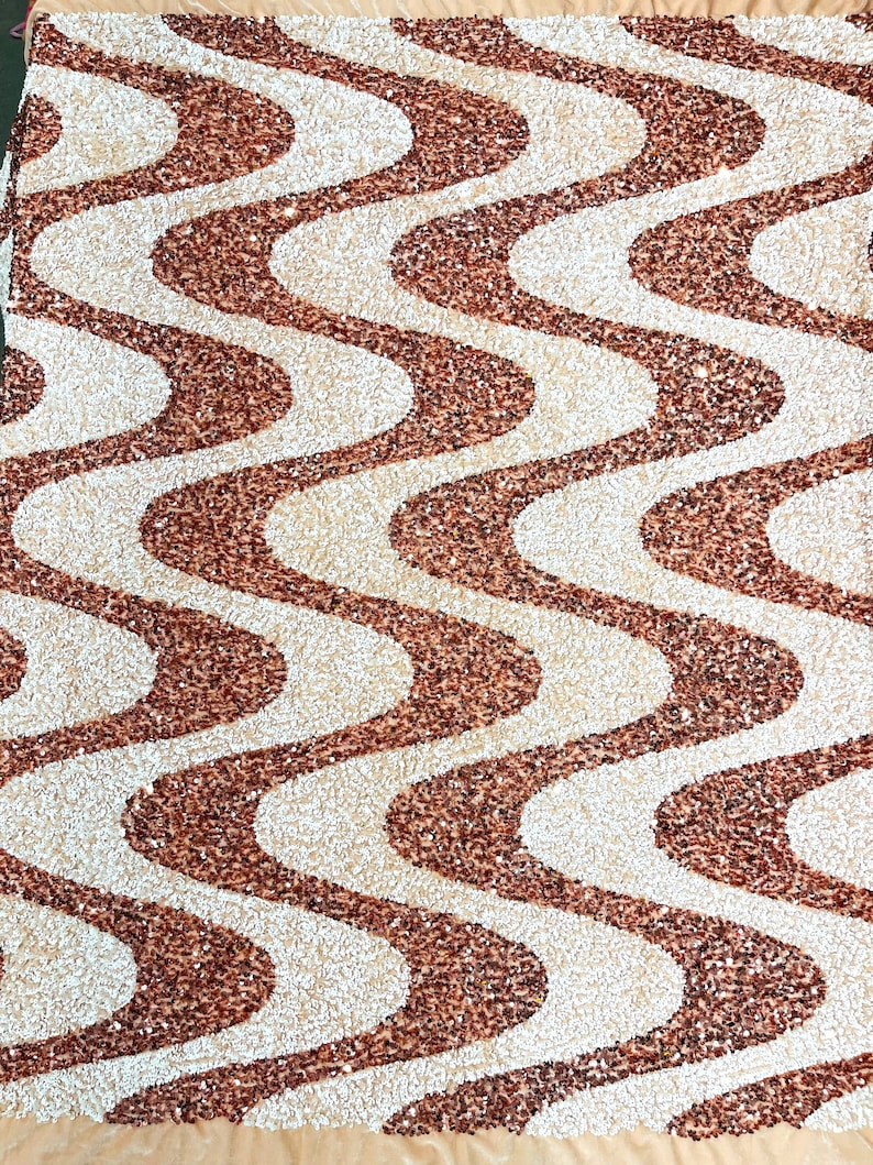 Wave Sequin Velvet Stretch Fabric / Sold by the Yard