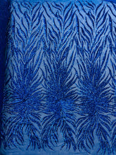Phoenix Feather Sequin Stretch Mesh Fabric / Sold by the Yard