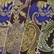 Royal Damask Flocking Velvet Upholstery Fabric / Purple/Gold / Sold By The Yard