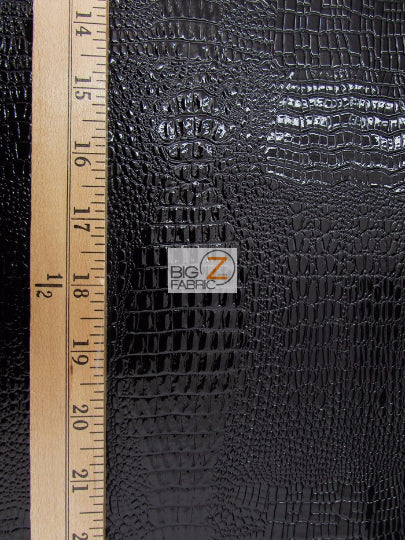 Vinyl Faux Fake Leather Pleather Embossed Shiny Amazon Crocodile Fabric / Silver / By The Roll - 30 Yards - 0