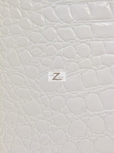 Vinyl Faux Fake Leather Pleather Embossed Shiny Alligator Fabric / White / By The Roll - 30 Yards