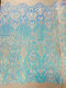 Shell Damask Iridescent Sequin Stretch Mesh Fabric / Sold by the Yard