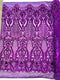 Shell Damask Iridescent Sequin Stretch Mesh Fabric / Sold by the Yard