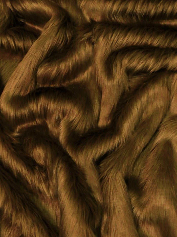 Cafe Solid Shaggy Long Pile Faux Fur Fabric / Sold by The Yard (Second Quality Goods) - 0