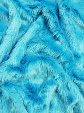 Electric Blue Solid Shaggy Long Pile Faux Fur Fabric / Sold by The Yard - 0