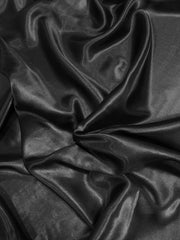 Solid Medium Weight Shiny Satin Fabric / Black