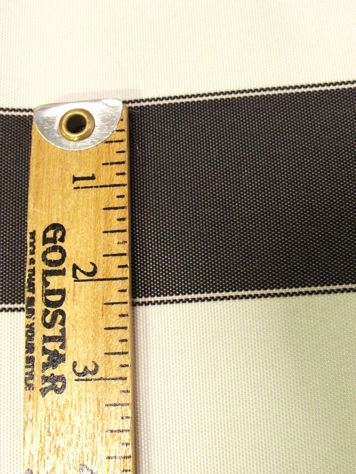 2 Tone Stripe Deck Canvas Outdoor Waterproof Fabric / Black/Off White / Sold By The Yard-7