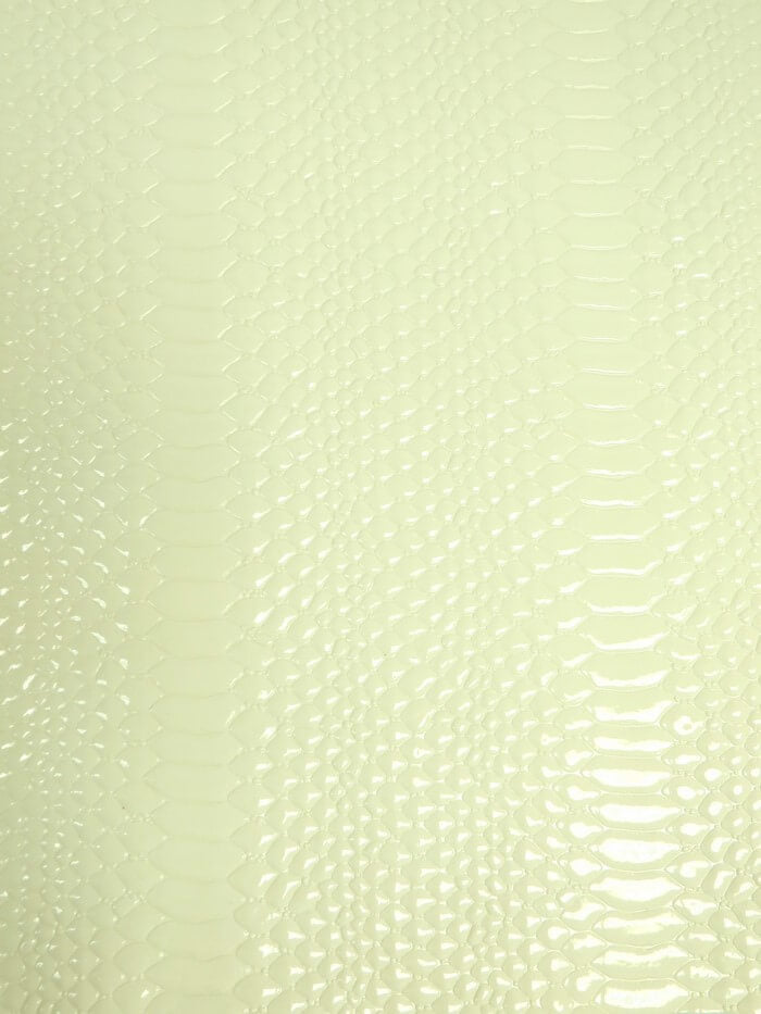 Shiny 3D Serpent Snake Embossed Vinyl Fabric / Natural Ivory / By The Roll - 30 Yards