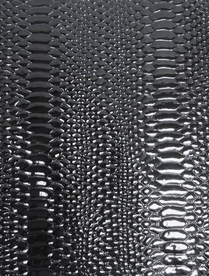 Shiny 3D Serpent Snake Embossed Vinyl Fabric / Mamba Black / By The Roll - 30 Yards