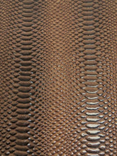 Shiny 3D Serpent Snake Embossed Vinyl Fabric / Southern Brown / By The Roll - 30 Yards