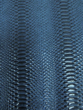 Shiny 3D Serpent Snake Embossed Vinyl Fabric / Sapphire Blue / By The Roll - 30 Yards