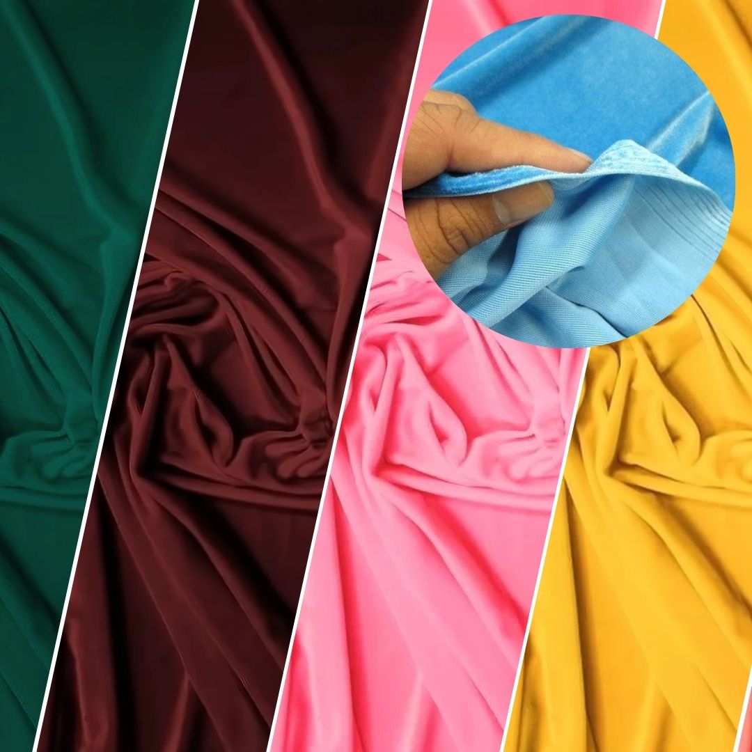 Stretch Velvet Velour Spandex 360 Grams Costume Fabric / Fire Red / Sold By The Yard