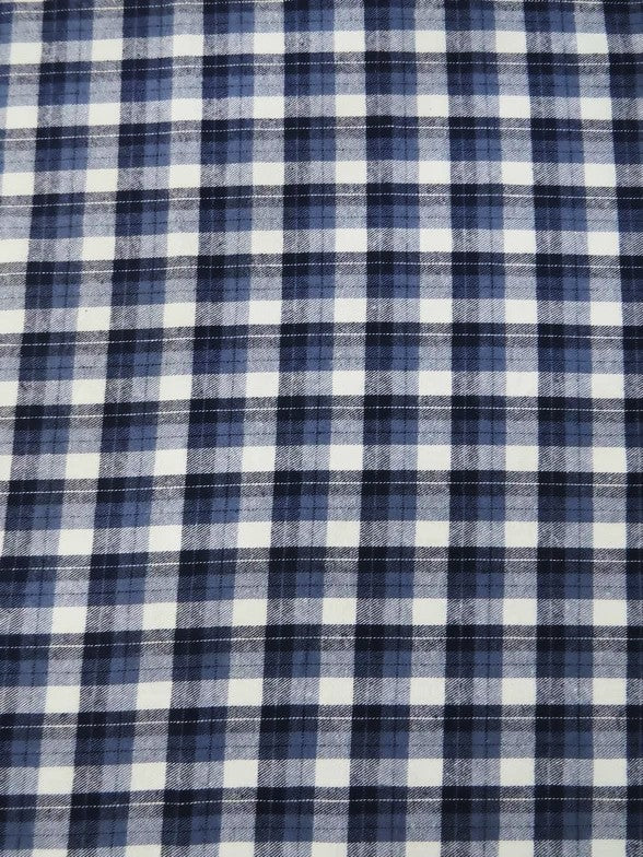 Tartan Plaid Uniform Apparel Flannel Fabric / Blue/White / 30 Yard Roll