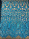 Royalty Damask Iridescent Sequin Stretch Mesh Fabric / Sold by the Yard