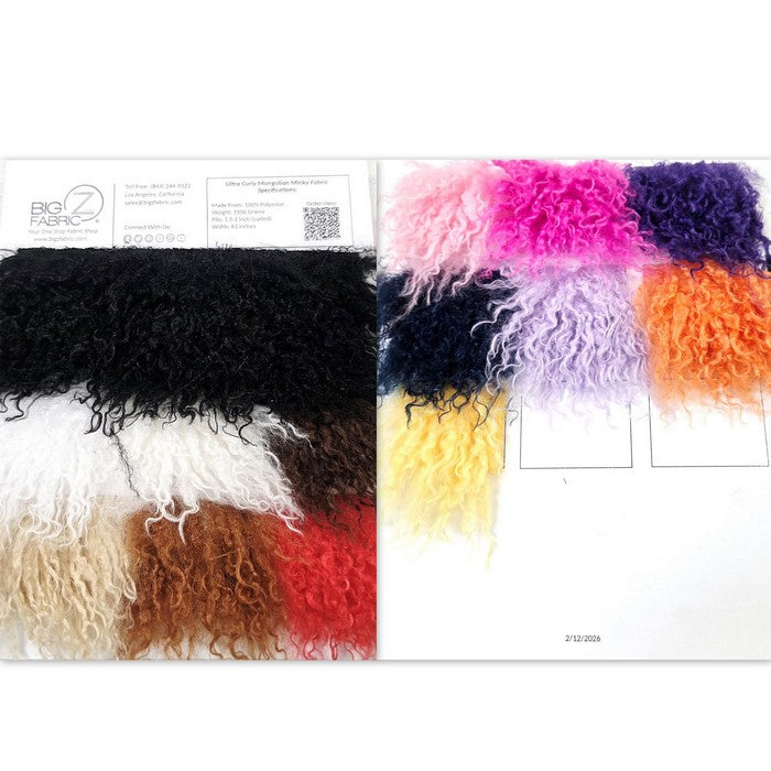 Ultra Curly Mongolian Poodle Minky Fabric - color card