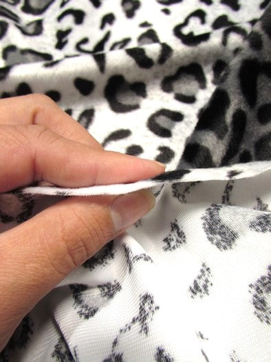 Light Coffee Velboa Leopard Animal Short Pile Fabric / By The Roll - 50 Yards