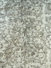 Vintage Western Floral Pu Leather Fabric /  Fossil / By The Roll - 30 Yards