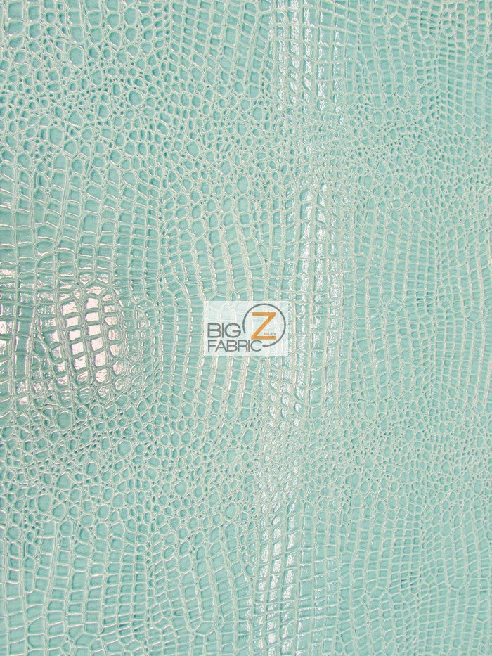 Vinyl Faux Fake Leather Pleather Embossed Shiny Alligator Fabric / Aqua / By The Roll - 30 Yards - 0