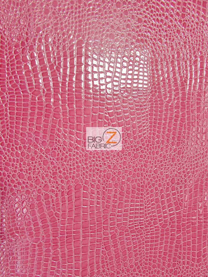 Vinyl Faux Fake Leather Pleather Embossed Shiny Alligator Fabric / Fuchsia / By The Roll - 30 Yards