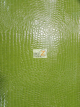 Vinyl Faux Fake Leather Pleather Embossed Shiny Alligator Fabric / Lime / By The Roll - 30 Yards