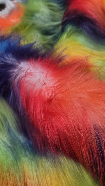 Wave Rainbow 2 Wave Rainbow Long Pile Faux Fur Fabric / Sold By The Yard - 0