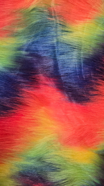 Wave Rainbow 2 Wave Rainbow Long Pile Faux Fur Fabric / Sold By The Yard