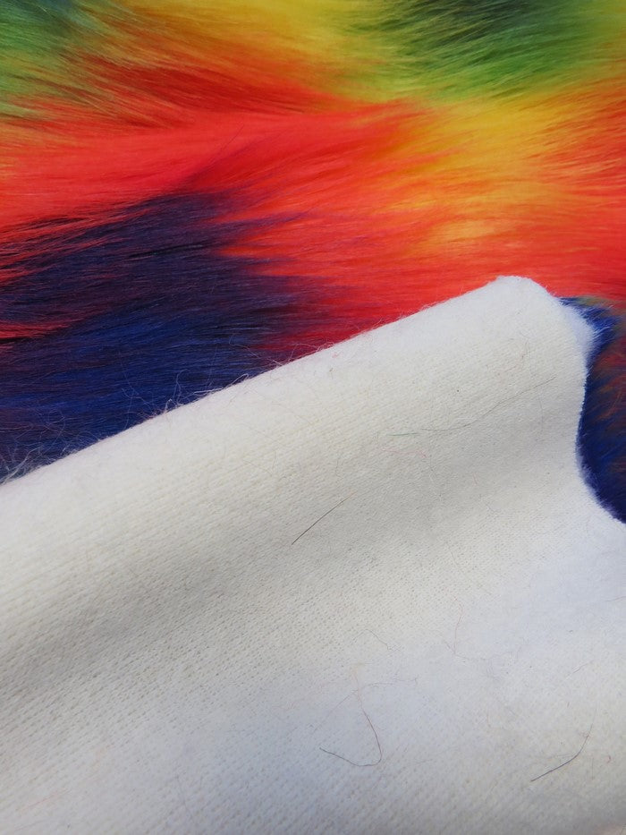 Wave Rainbow 2 Wave Rainbow Long Pile Faux Fur Fabric / Sold By The Yard