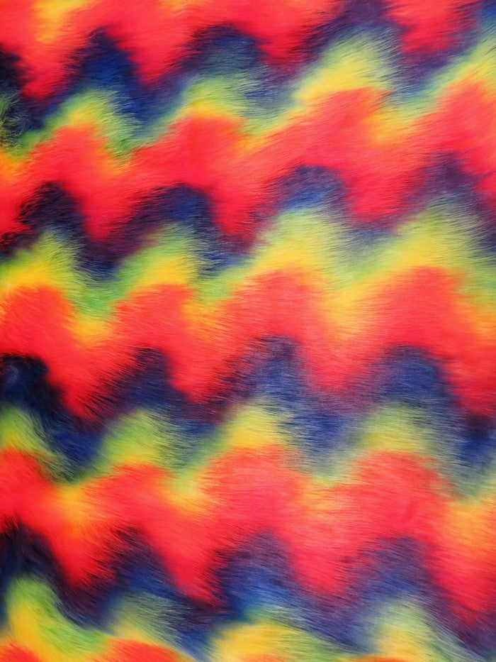 Wave Rainbow 2 Wave Rainbow Long Pile Faux Fur Fabric / Sold By The Yard