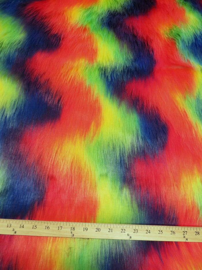 Wave Rainbow 2 Wave Rainbow Long Pile Faux Fur Fabric / Sold By The Yard