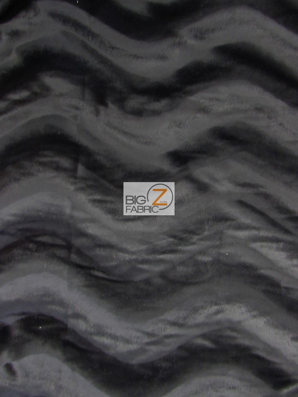 Black Velboa Solid Wavy Short Pile Fabric / By The Roll - 25 Yards