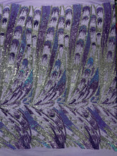 Feather Wing Iridescent Sequin Stretch Mesh Fabric / Sold by the Yard