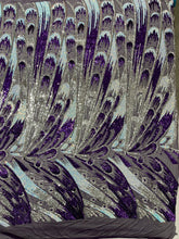 Feather Wing Iridescent Sequin Stretch Mesh Fabric / Sold by the Yard