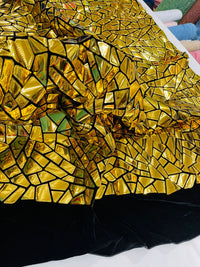 Broken Glass Sequin Velvet Fabric /Sold By The Yard