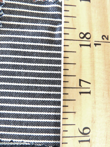 Gray with Natural Stripe Cotton Stretch Denim - 0