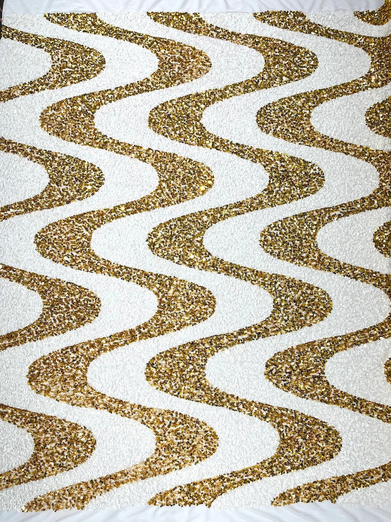 Wave Sequin Velvet Stretch Fabric / Sold by the Yard
