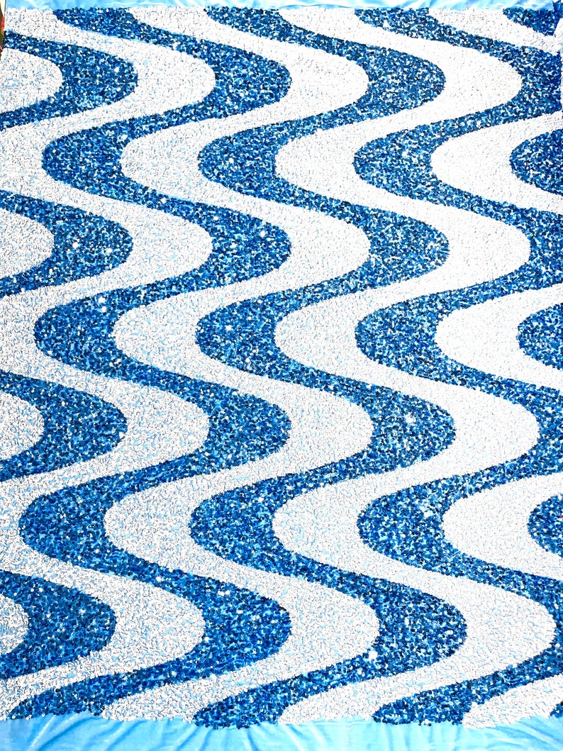 Wave Sequin Velvet Stretch Fabric / Sold by the Yard