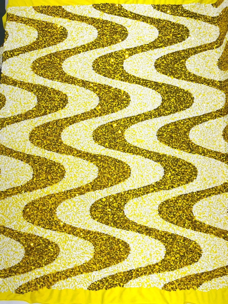 Wave Sequin Velvet Stretch Fabric / Sold by the Yard