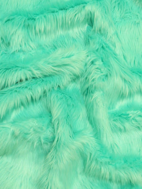 Aqua Solid Shaggy Long Pile Faux Fur Fabric / Sold By The Yard (SECOND QUALITY GOODS) - 0
