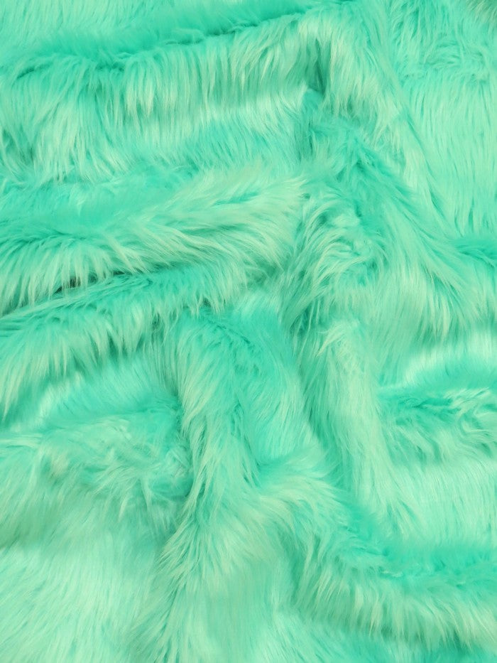 Faux Fake Fur Solid Shaggy Long Pile Fabric / Aqua / 15 Yard Bolt