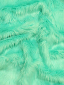 Faux Fake Fur Solid Shaggy Long Pile Fabric / Aqua / 15 Yard Bolt-1