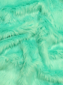 Faux Fake Fur Solid Shaggy Long Pile Fabric / Aqua / 15 Yard Bolt-6