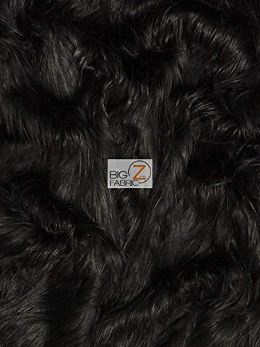 Faux Fake Fur Solid Gorilla Animal Long Pile Fabric / Black / Ecoshag 15 Yard Bolt