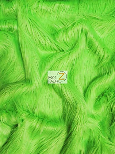 Faux Fake Fur Solid Gorilla Animal Long Pile Fabric / Lime / Ecoshag 15 Yard Bolt