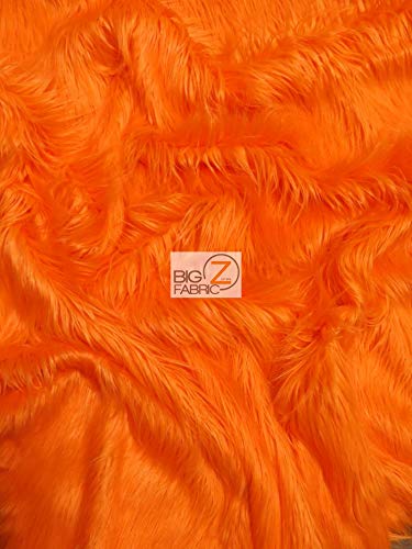 Faux Fake Fur Solid Gorilla Animal Long Pile Fabric / Orange / Ecoshag 15 Yard Bolt